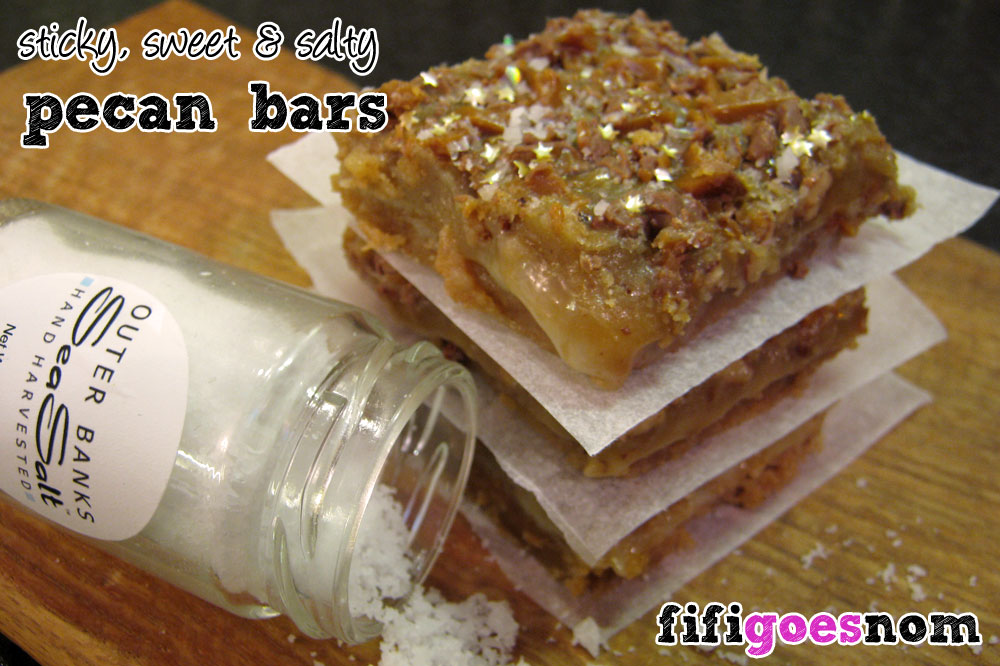 Sticky, sweet & salty pecan bars